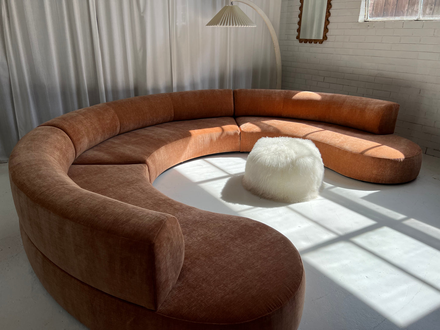 Bespoke Blush Velvet Curved Modular Sofa