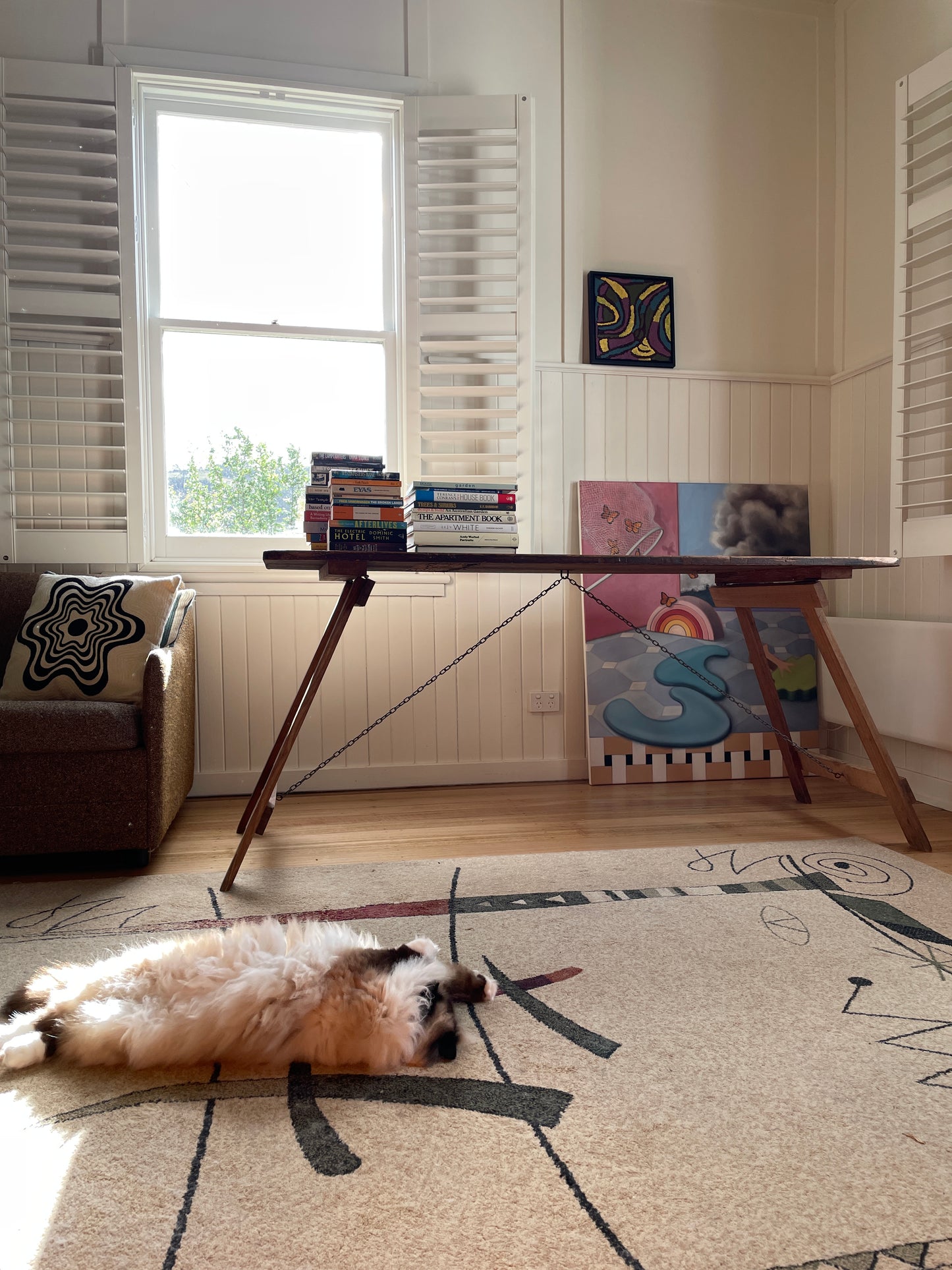 Vintage timber trestle table