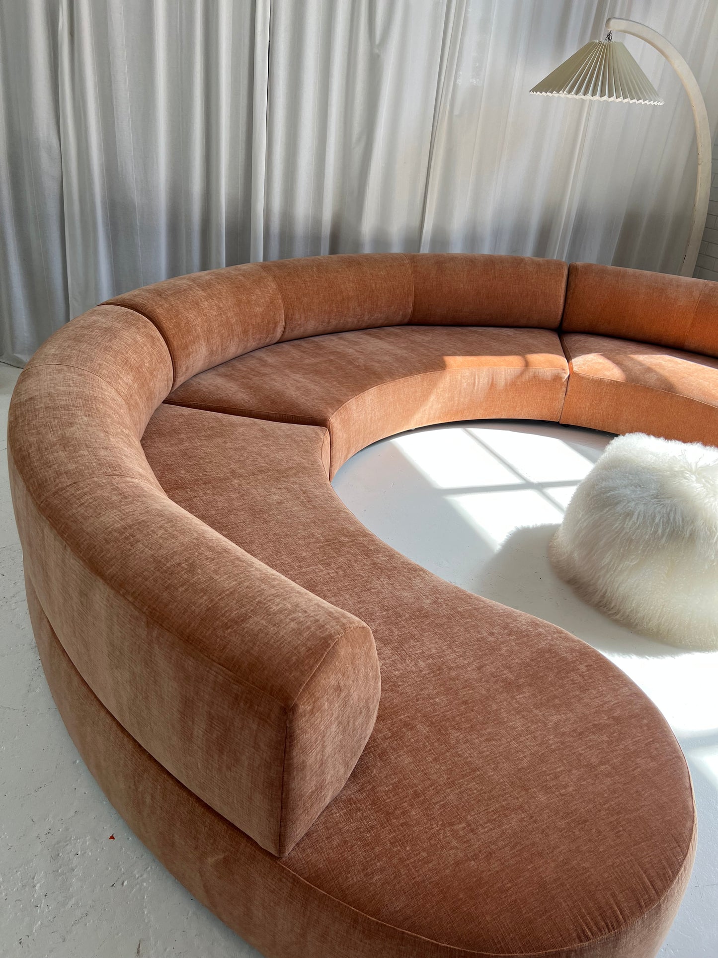 Bespoke Blush Velvet Curved Modular Sofa