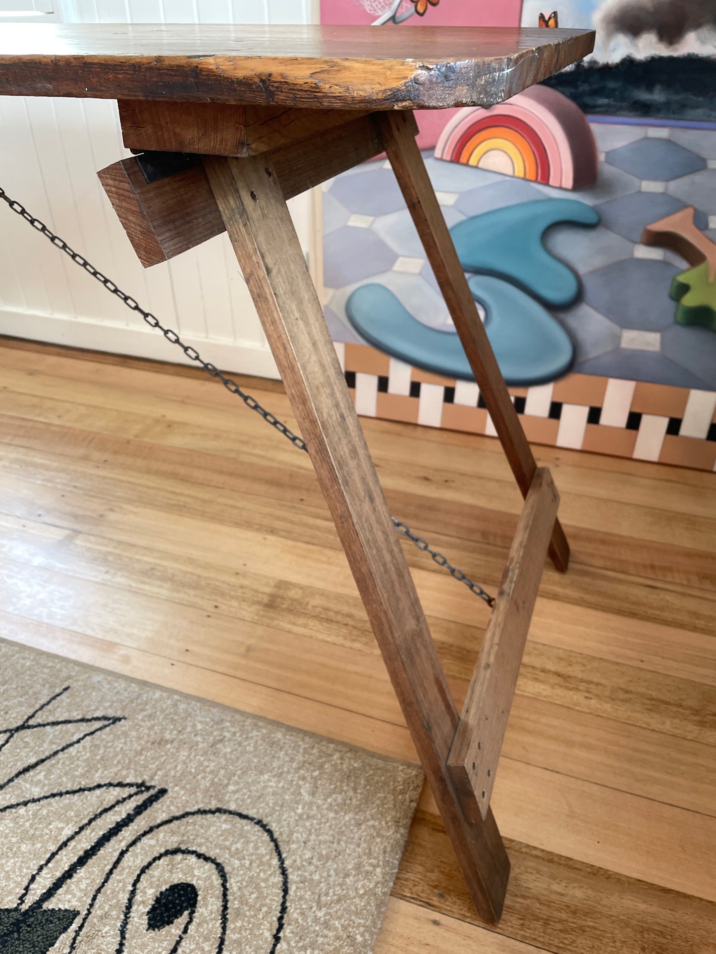 Vintage timber trestle table