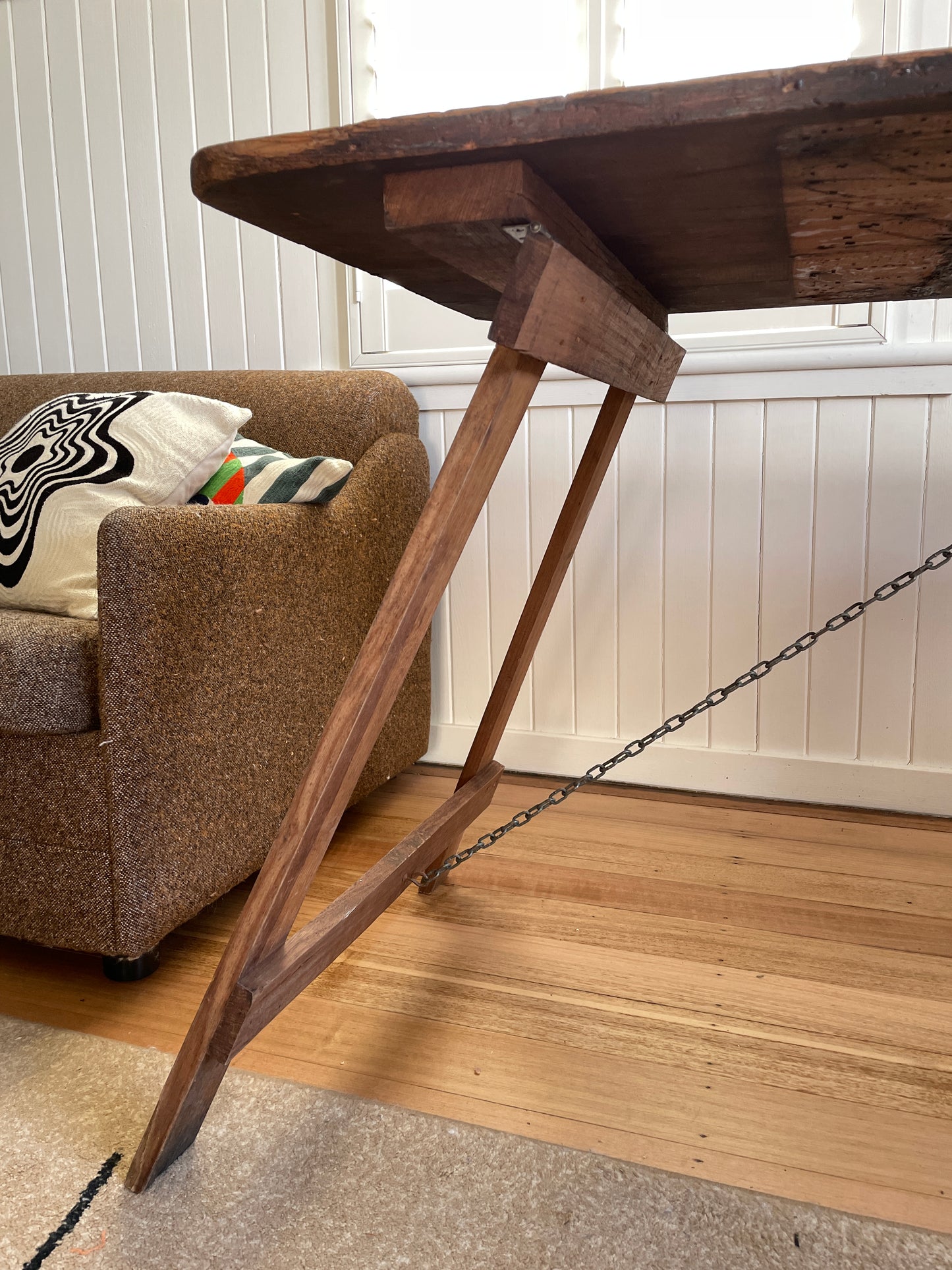 Vintage timber trestle table