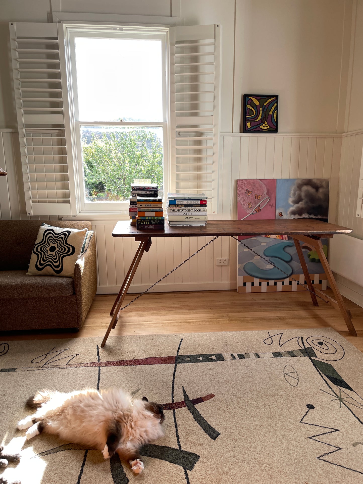 Vintage timber trestle table