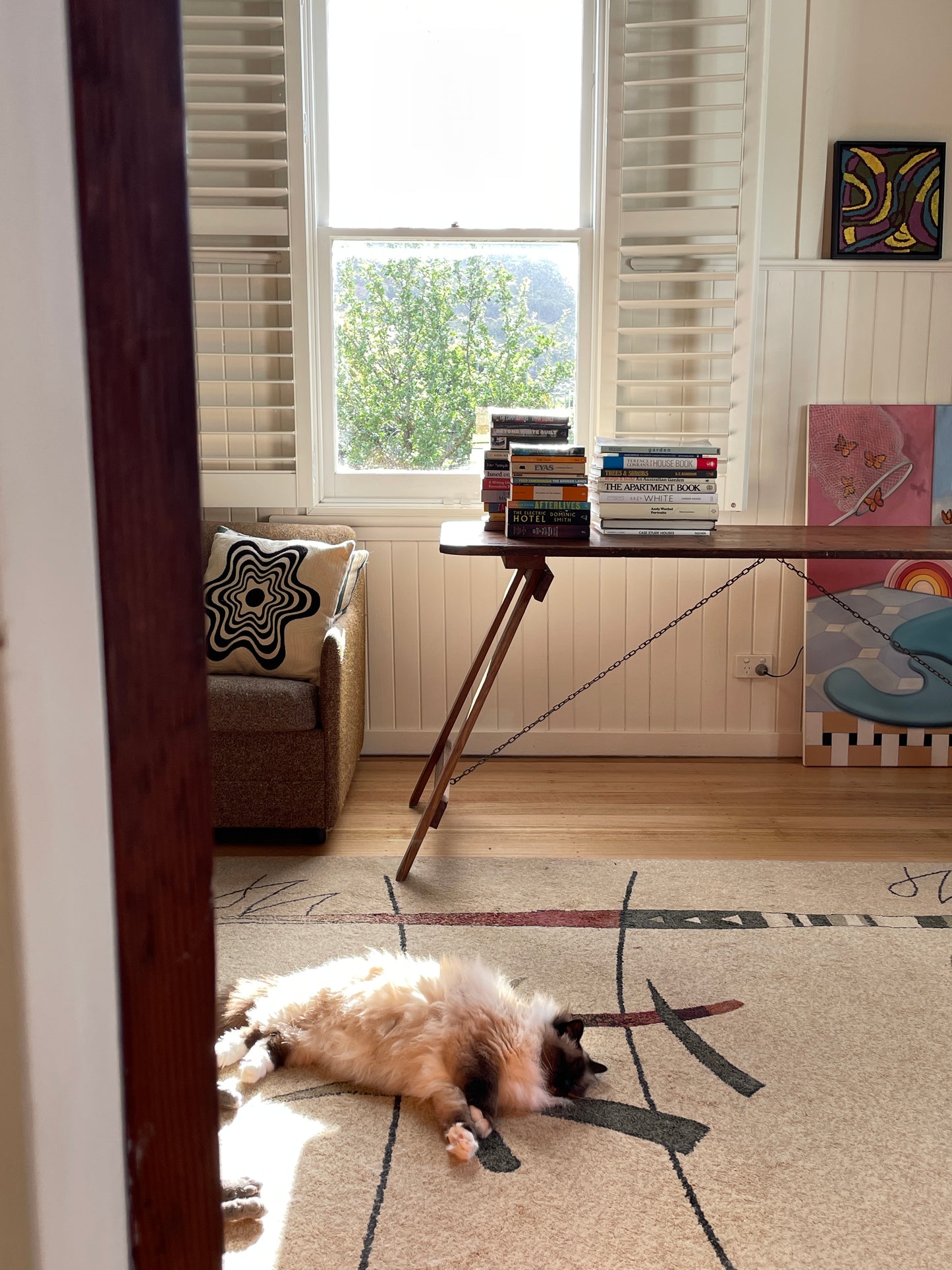 Vintage timber trestle table