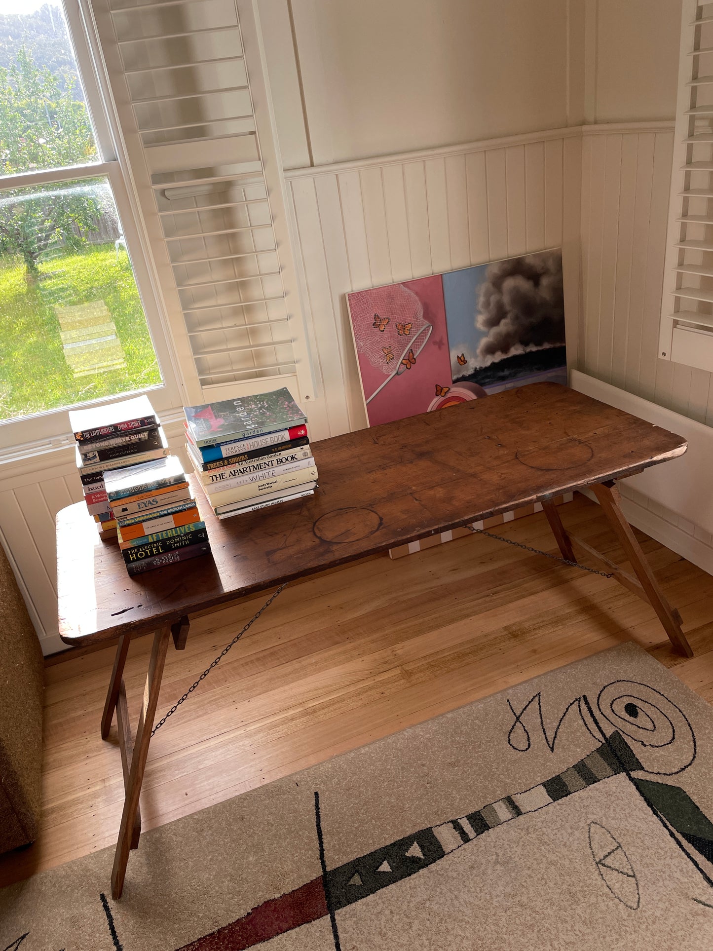 Vintage timber trestle table