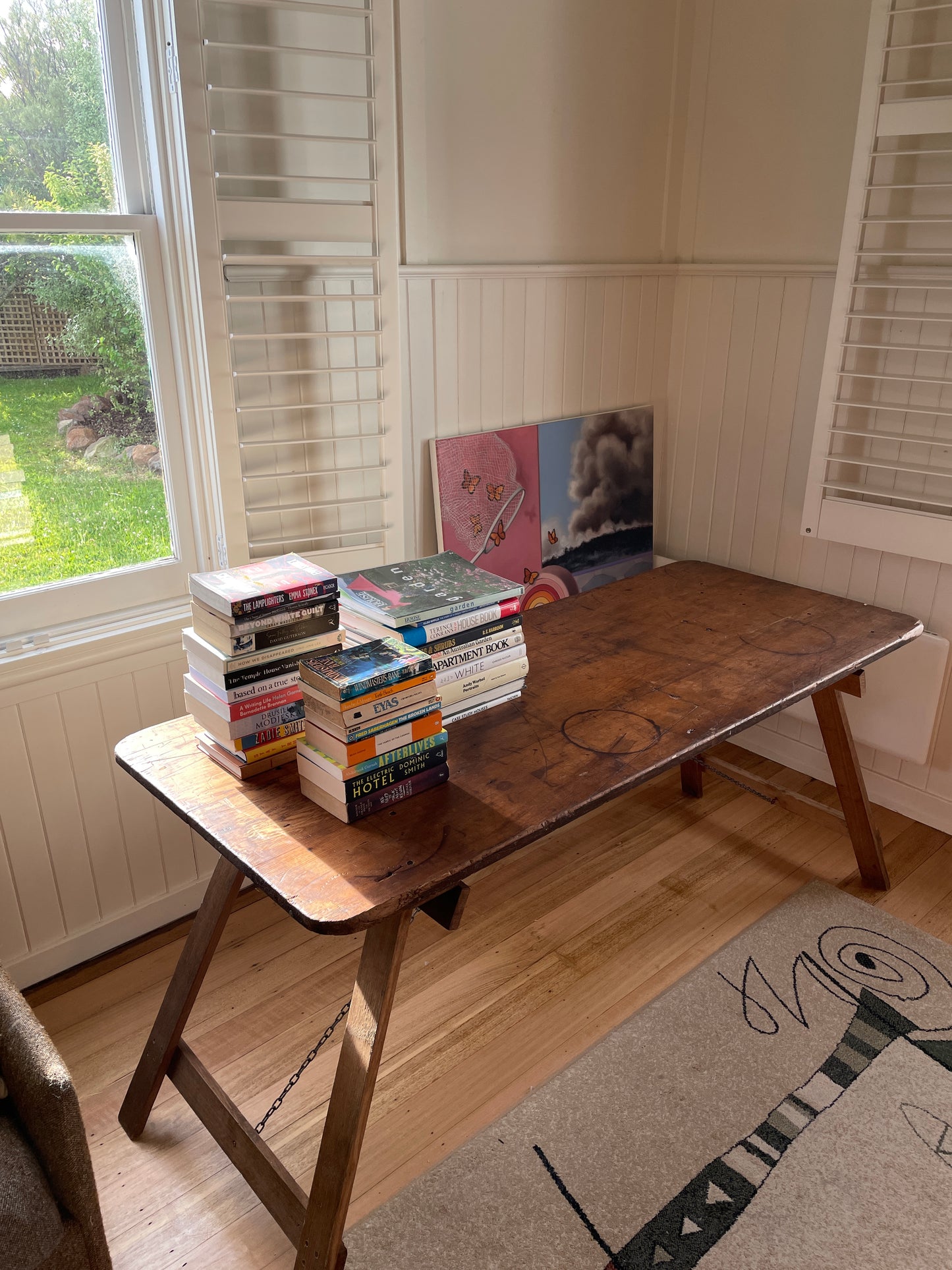 Vintage timber trestle table