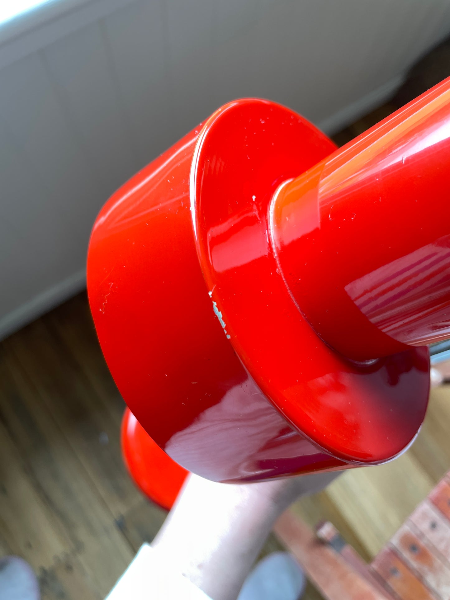 Mid Century red enamel desk lamp