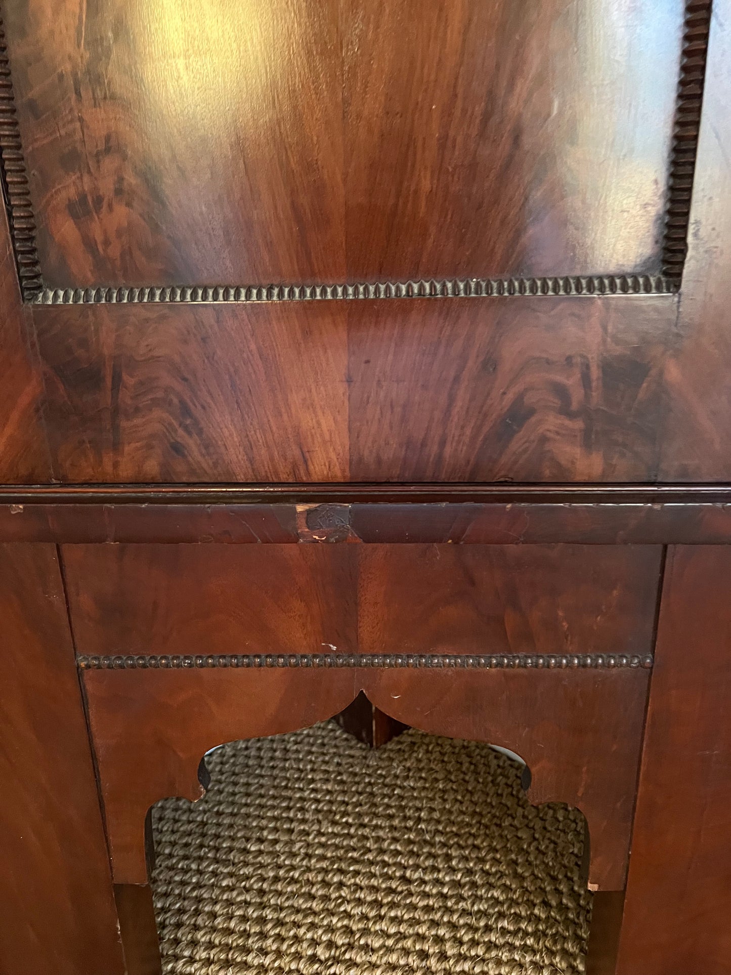 Antique Flambe Mahogany Corner Cabinet