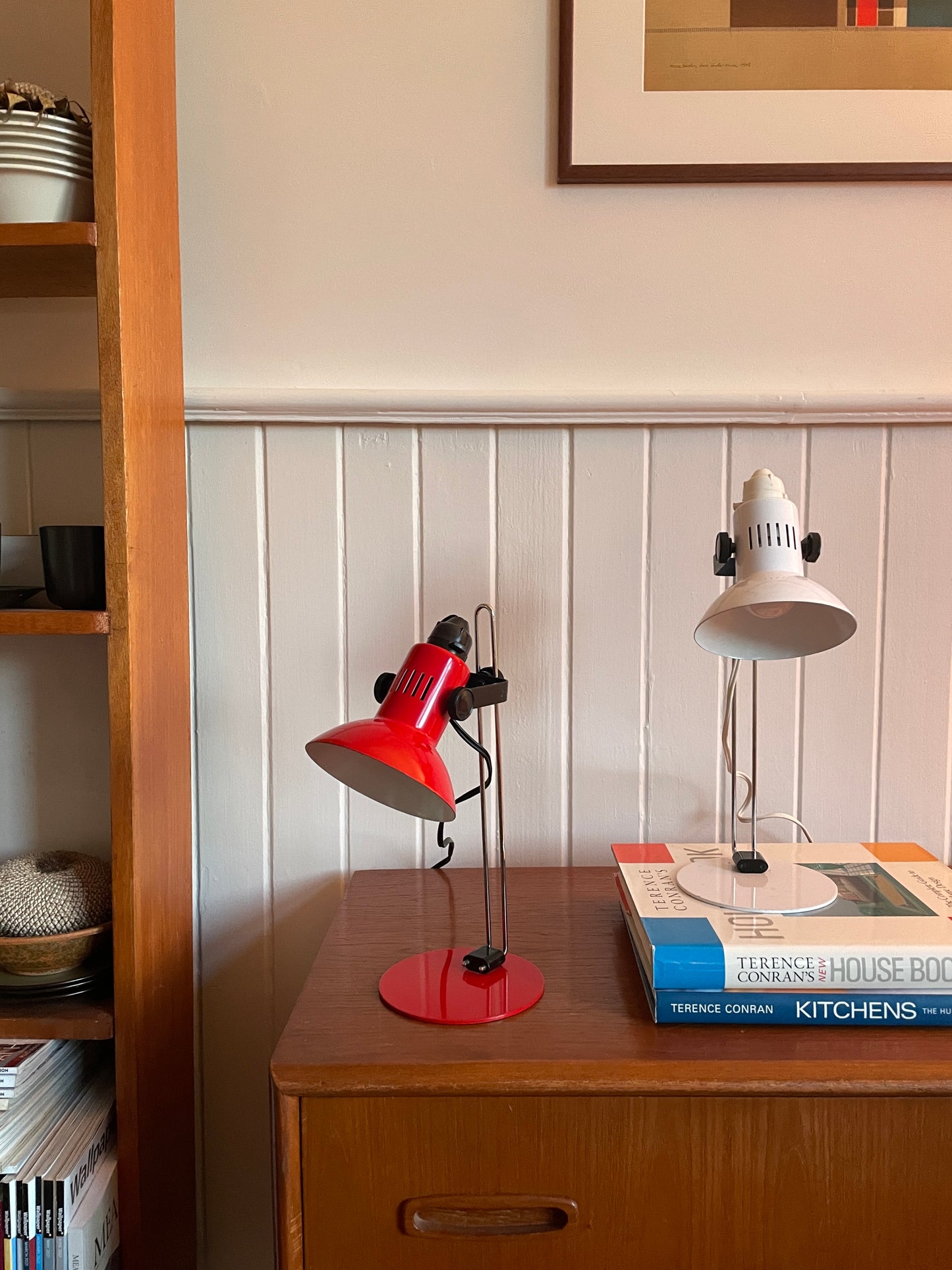 Vintage enamel desk lamps