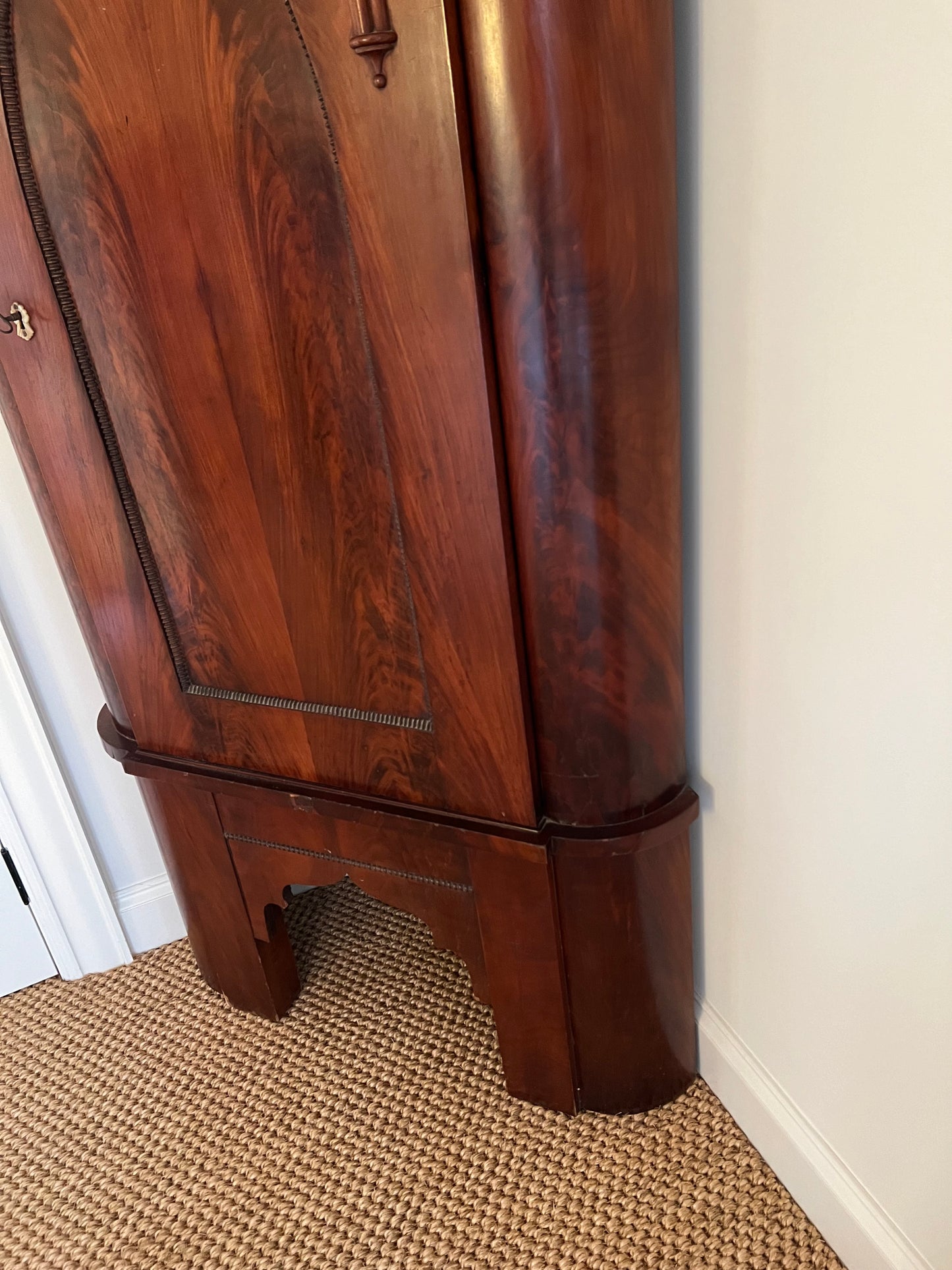 Antique Flambe Mahogany Corner Cabinet