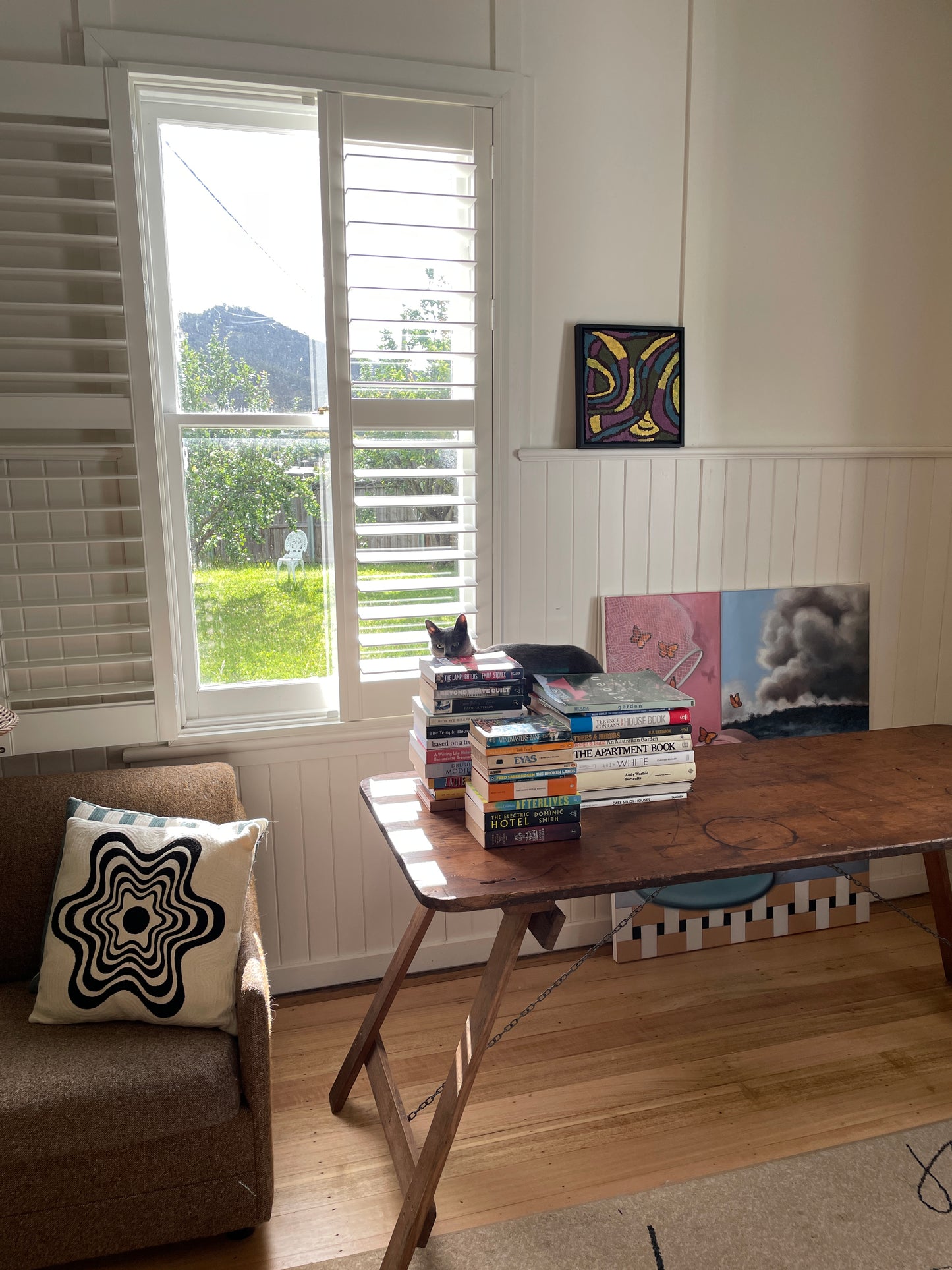 Vintage timber trestle table