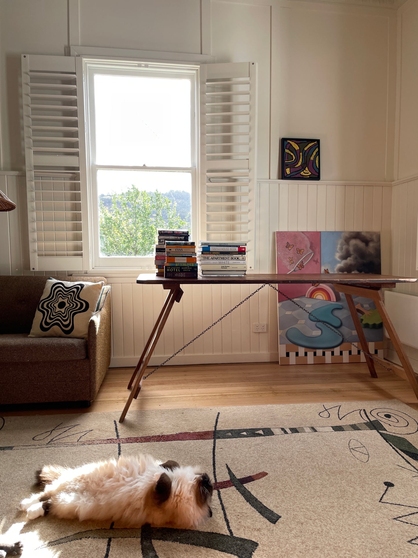 Vintage timber trestle table