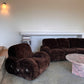 Italian Mid Century Vintage Chocolate Velvet Lounge Suite + Armchair