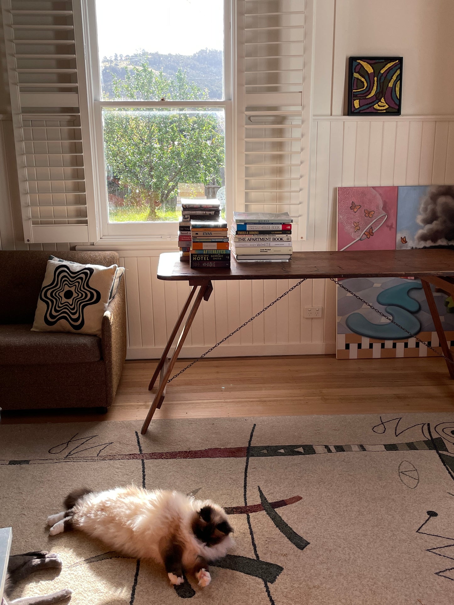 Vintage timber trestle table