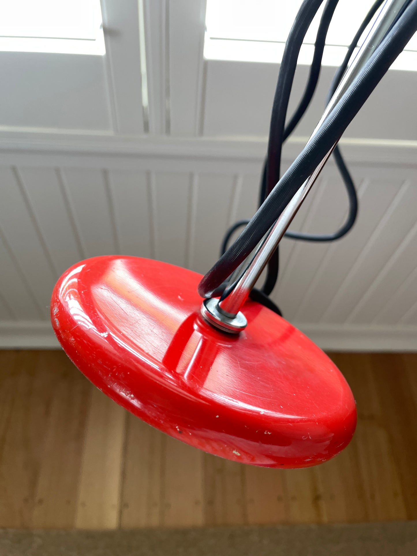 Mid Century red enamel desk lamp