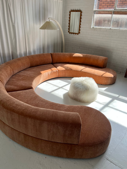 Bespoke Blush Velvet Curved Modular Sofa