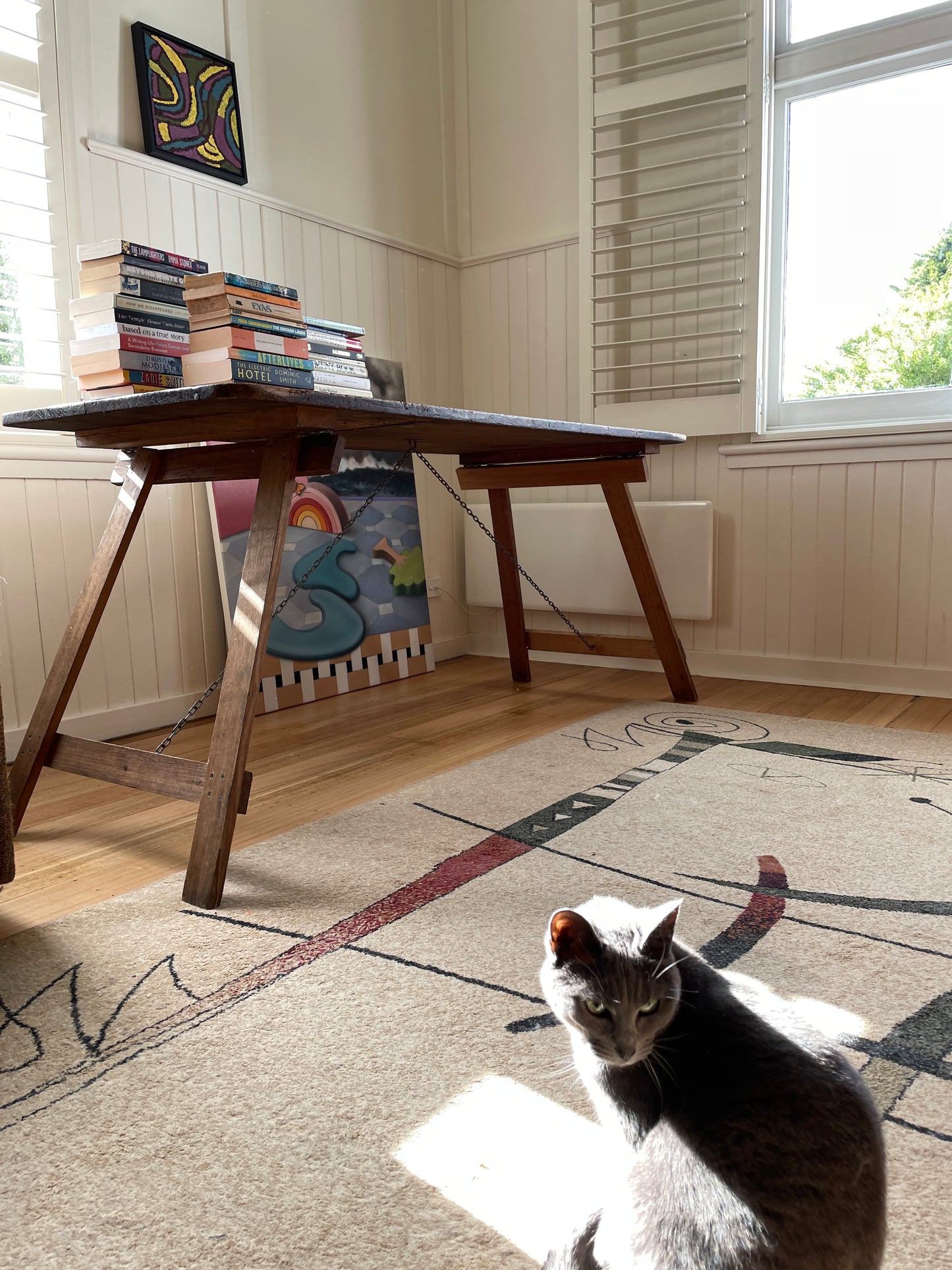 Vintage timber trestle table