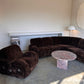 Italian Mid Century Vintage Chocolate Velvet Lounge Suite + Armchair