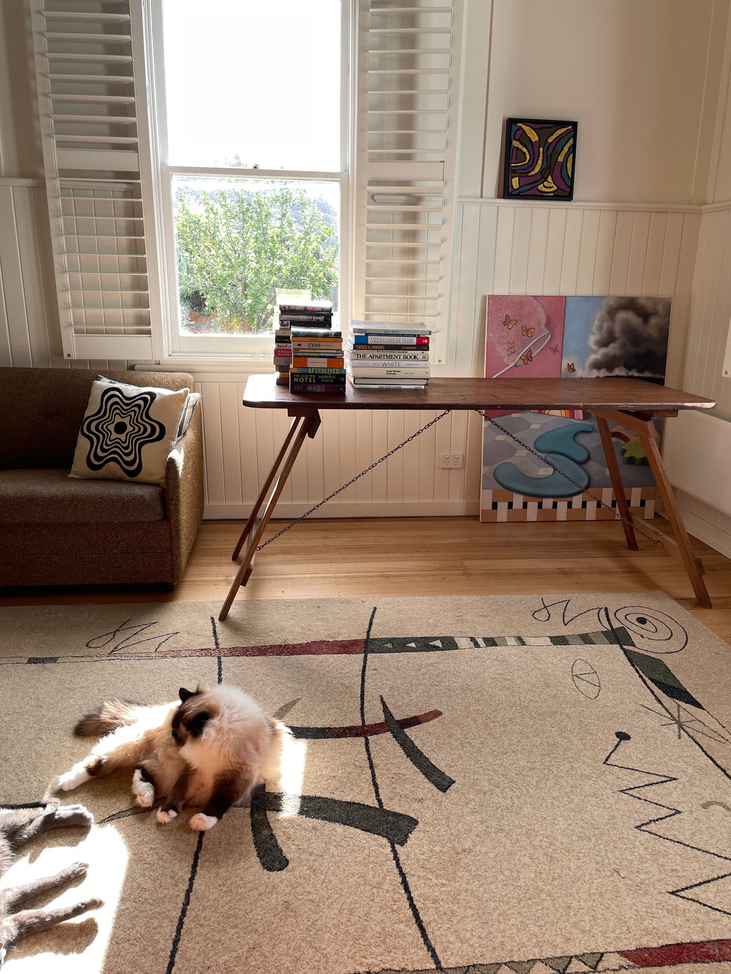 Vintage timber trestle table