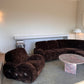 Italian Mid Century Vintage Chocolate Velvet Lounge Suite + Armchair