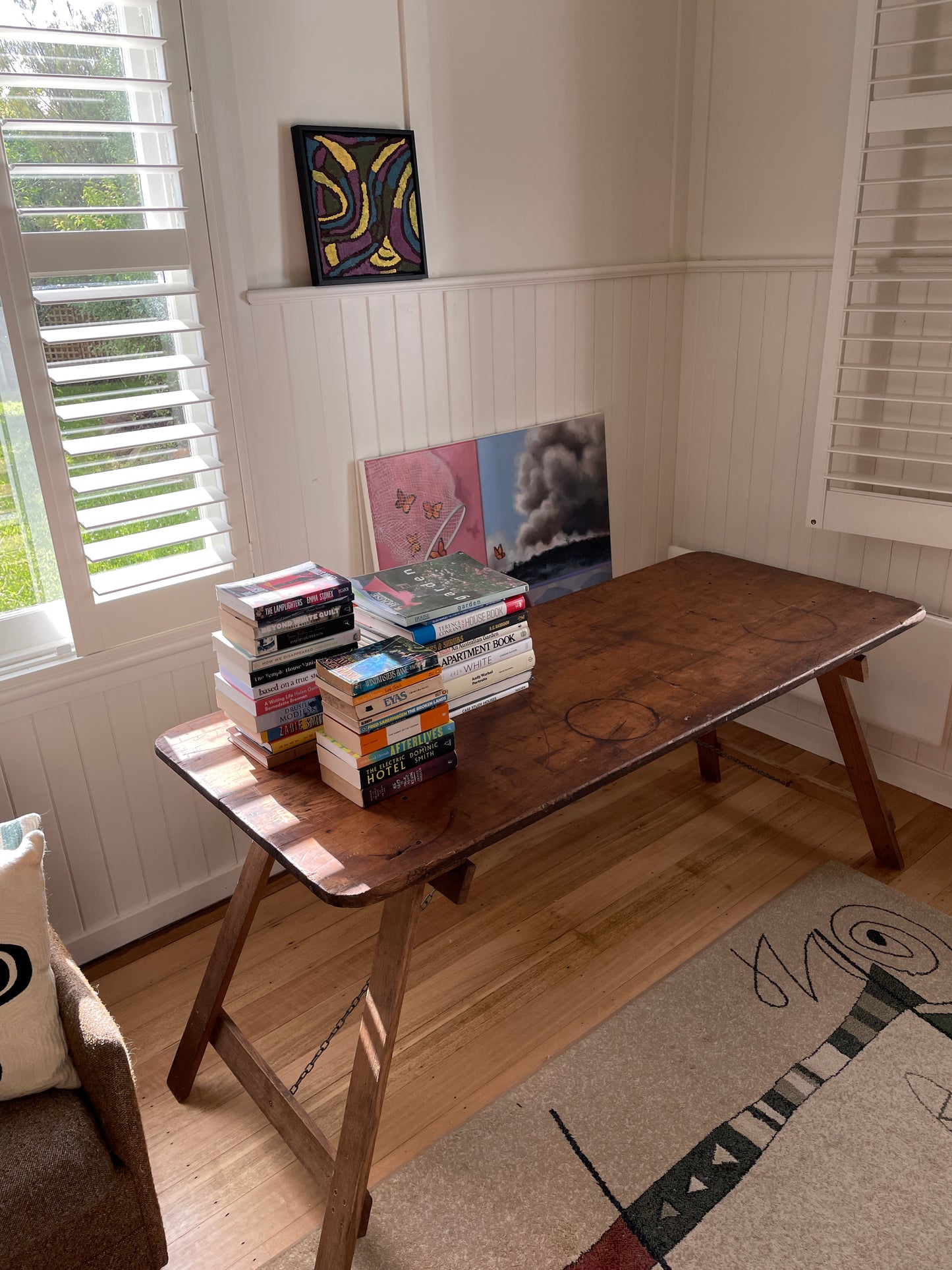 Vintage timber trestle table