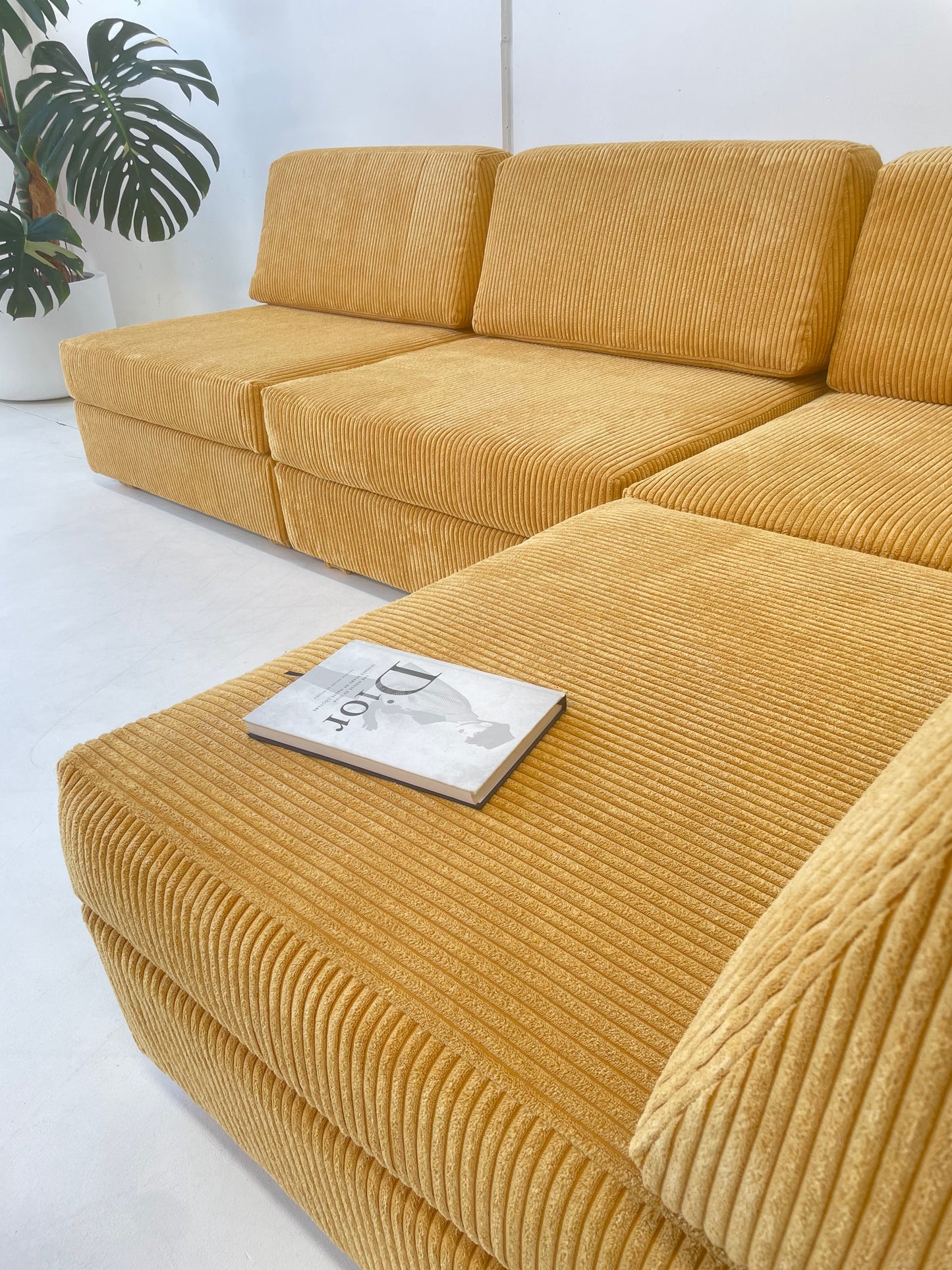 Yellow Corduroy Modular Sofa