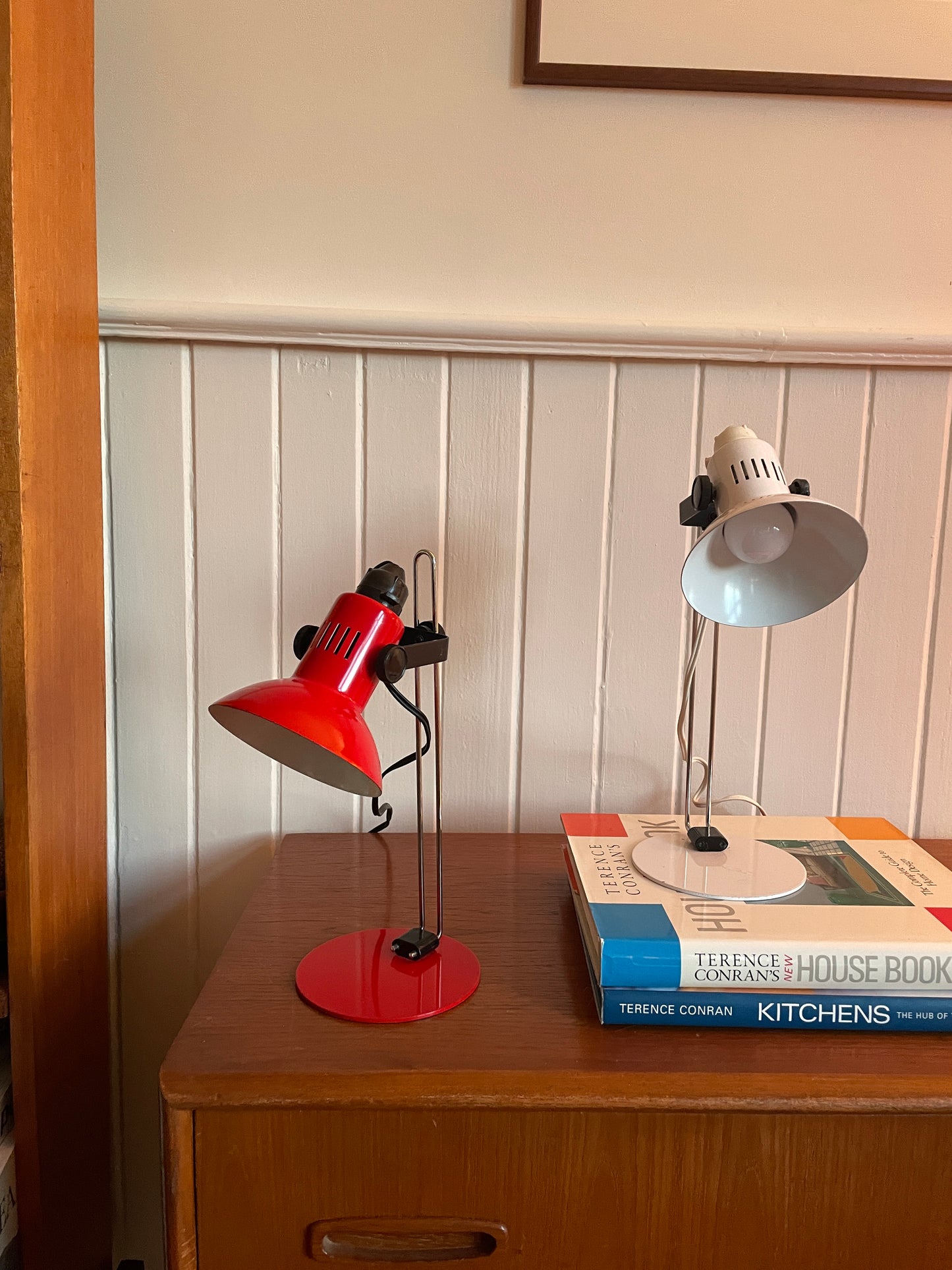 Vintage enamel desk lamps