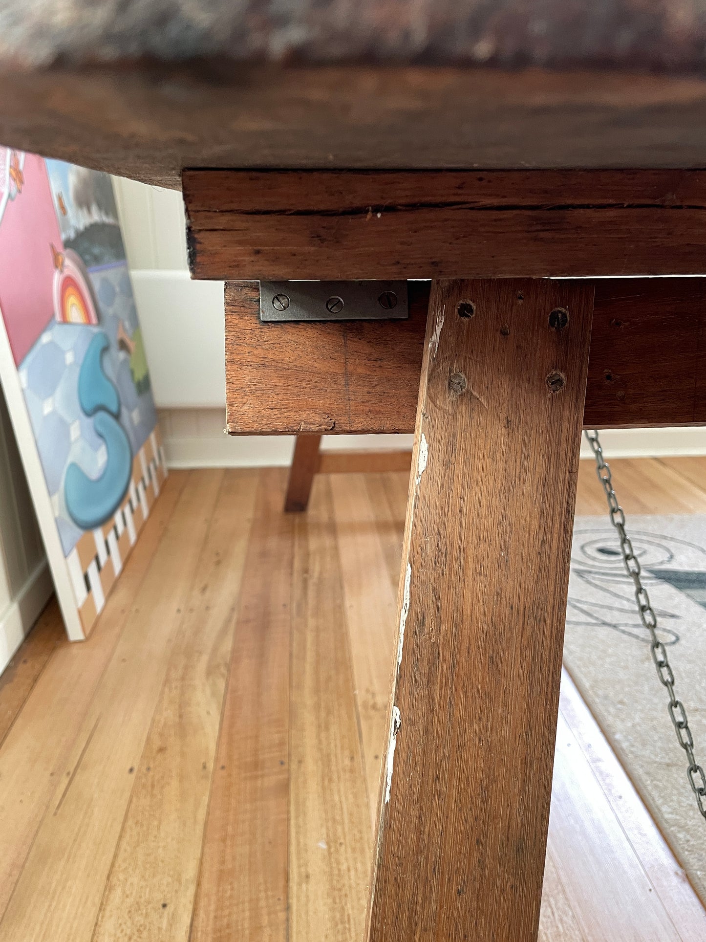 Vintage timber trestle table