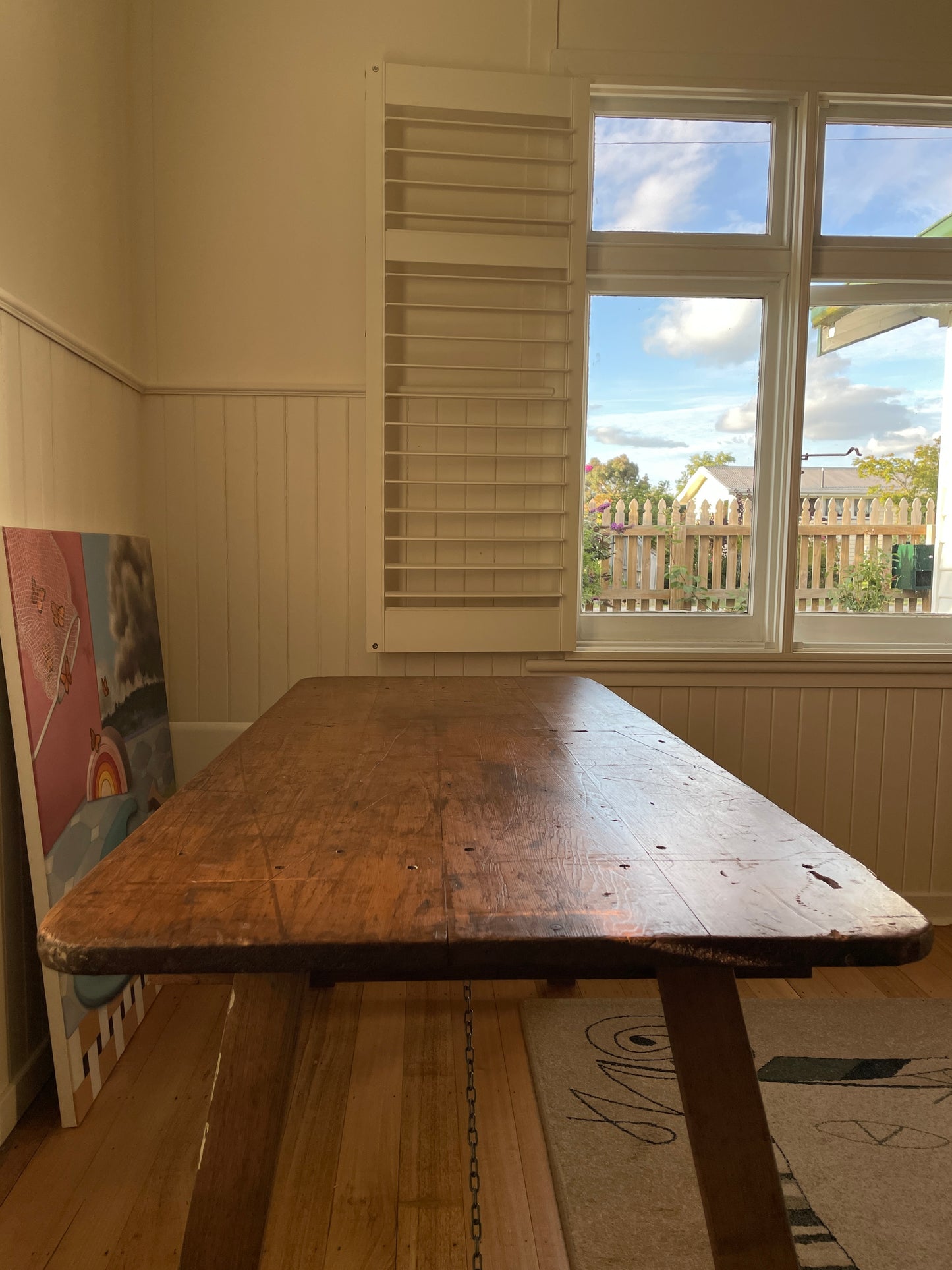 Vintage timber trestle table