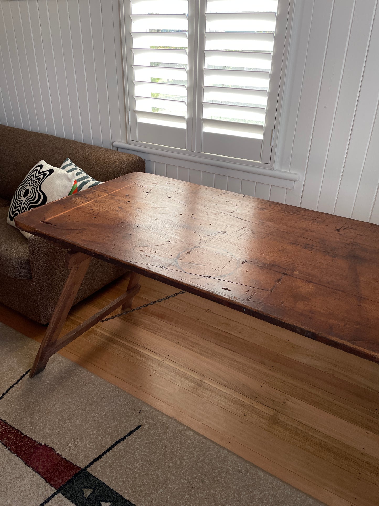 Vintage timber trestle table