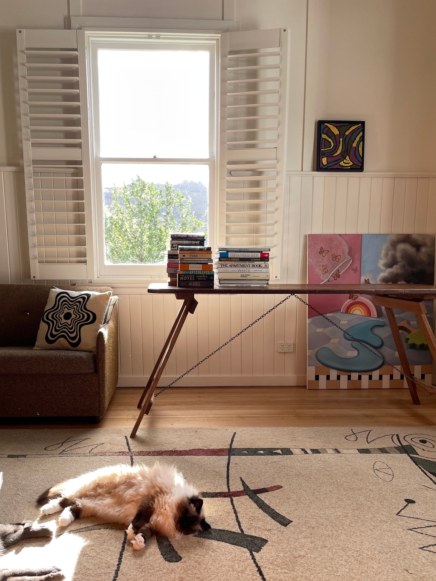 Vintage timber trestle table