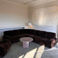 Italian Mid Century Vintage Chocolate Velvet Lounge Suite + Armchair