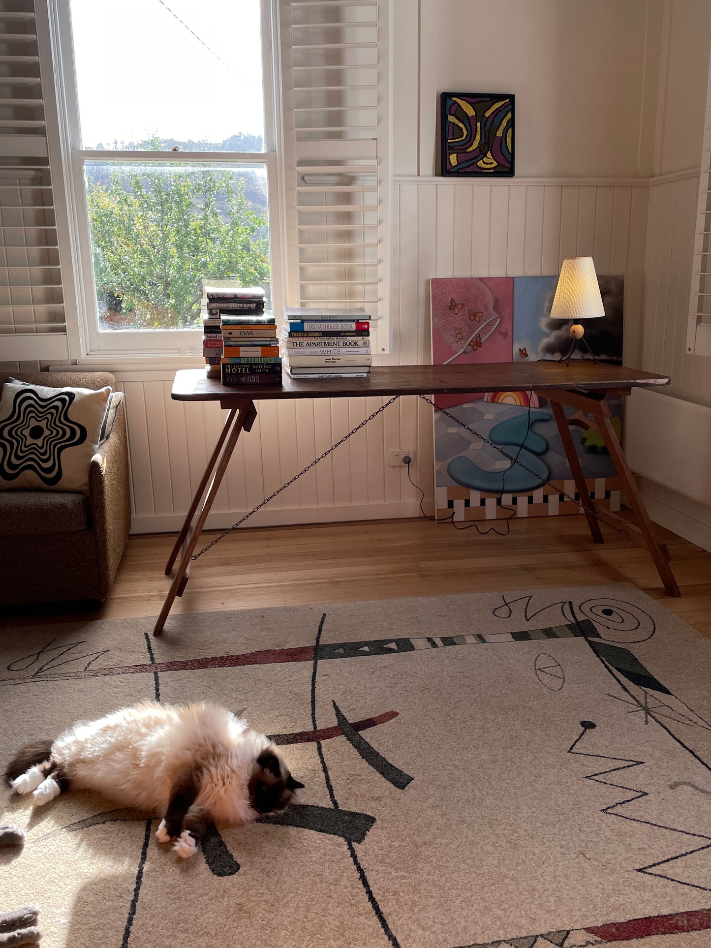 Vintage timber trestle table