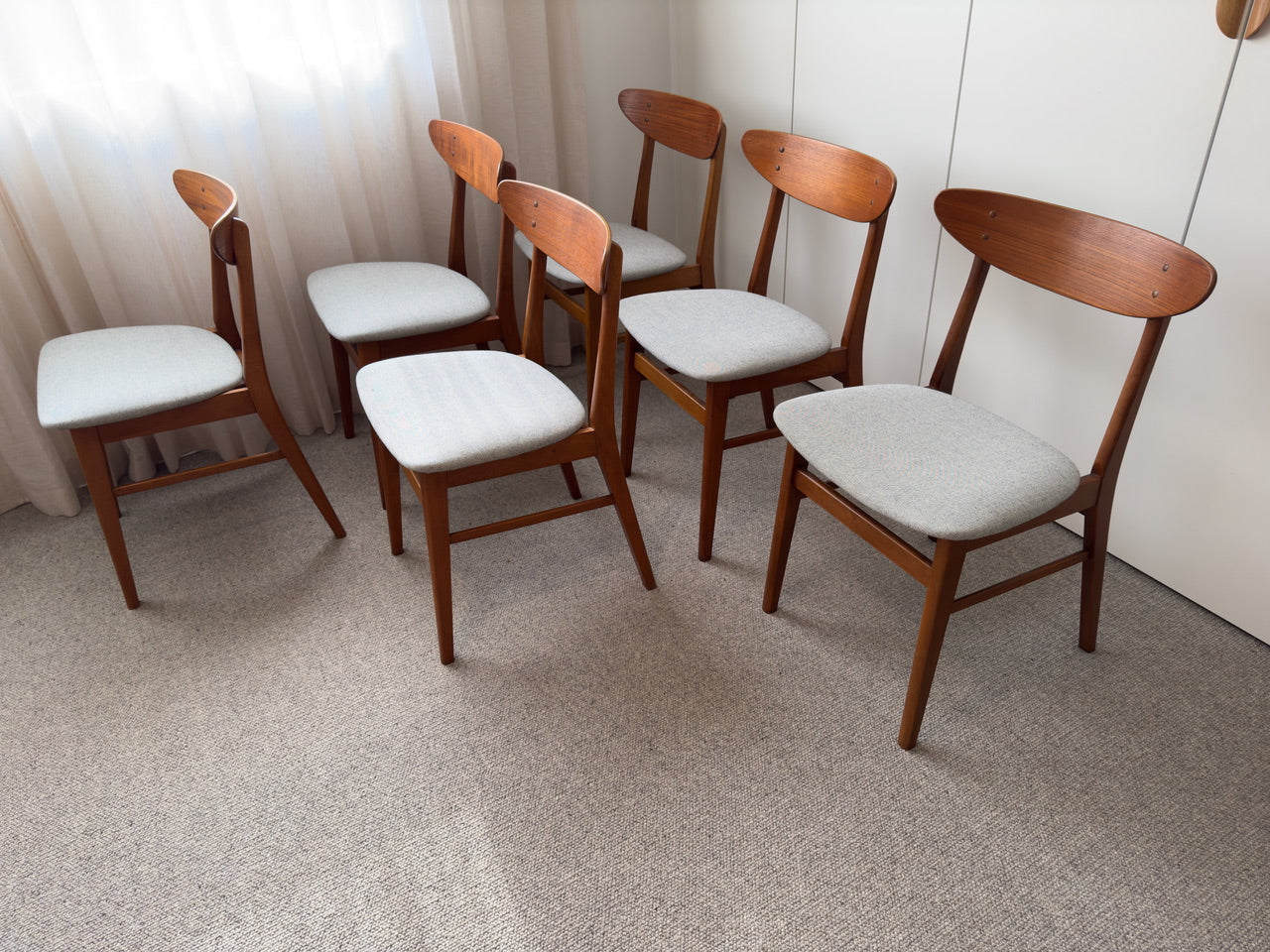 Set of Six Farstrup #210 Teak Dining Chairs