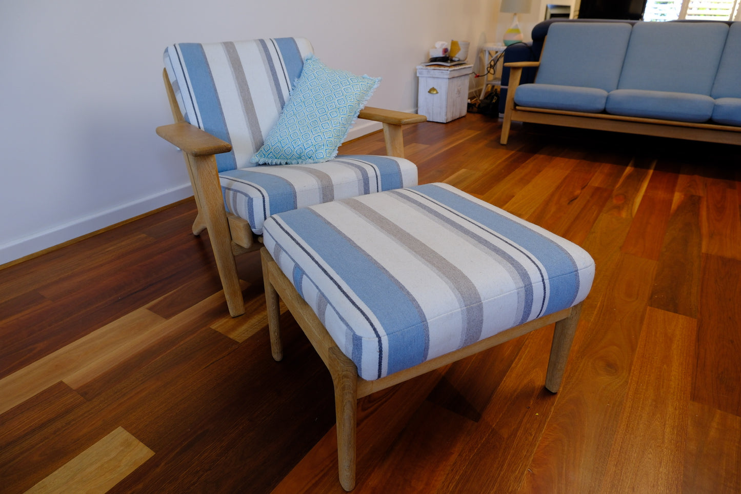 Vintage Hans Wegner Plank Chair and Footstool