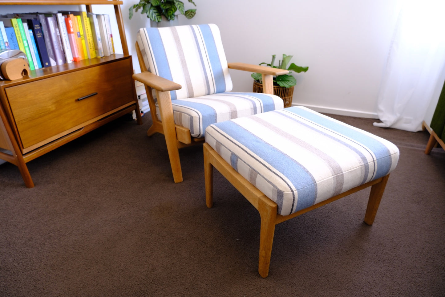 Vintage Hans Wegner Plank Chair and Footstool