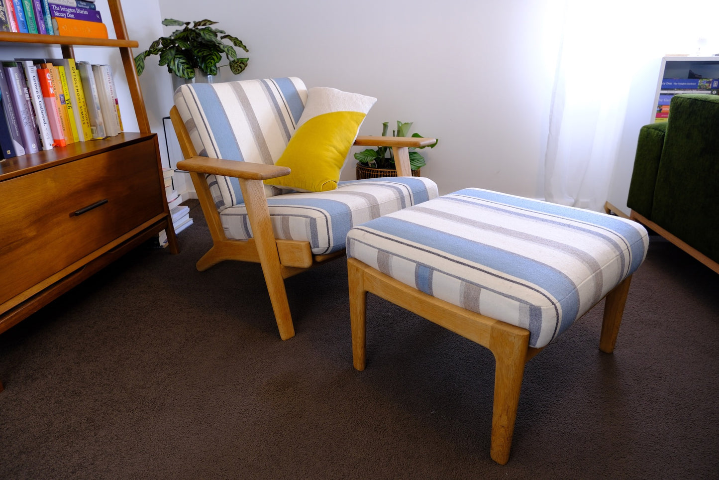 Vintage Hans Wegner Plank Chair and Footstool