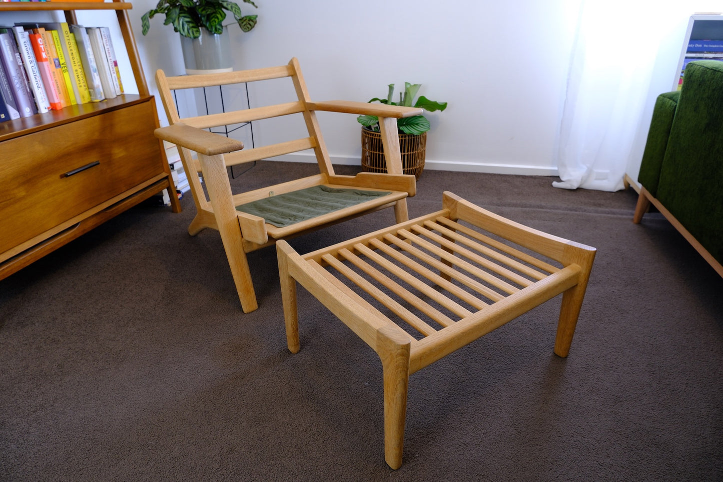 Vintage Hans Wegner Plank Chair and Footstool