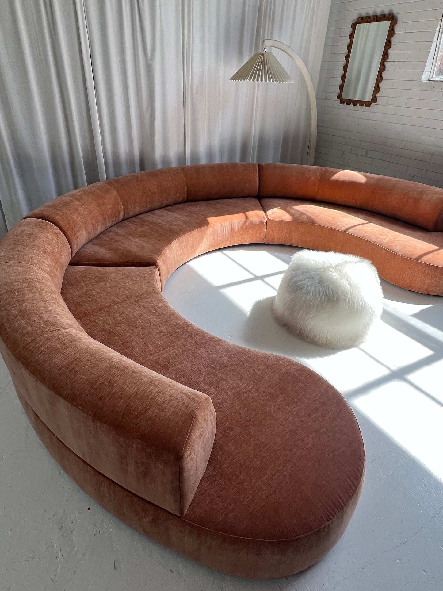 Bespoke Blush Velvet Curved Modular Sofa