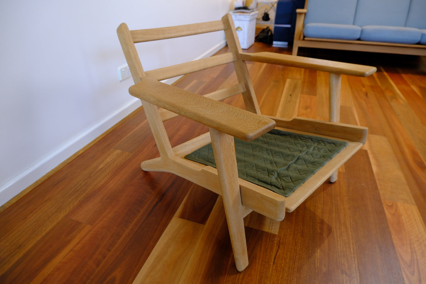 Vintage Hans Wegner Plank Chair and Footstool