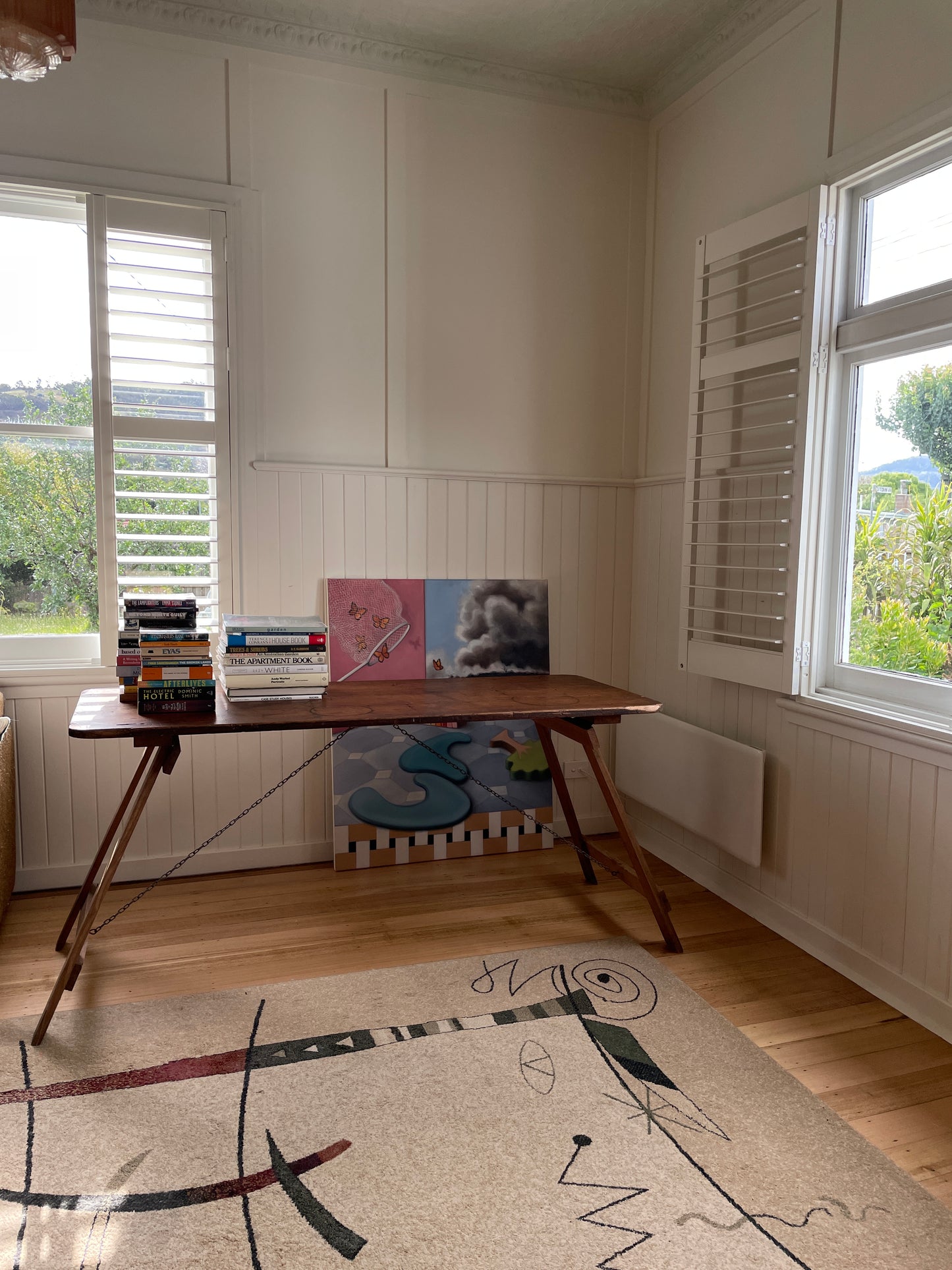 Vintage timber trestle table