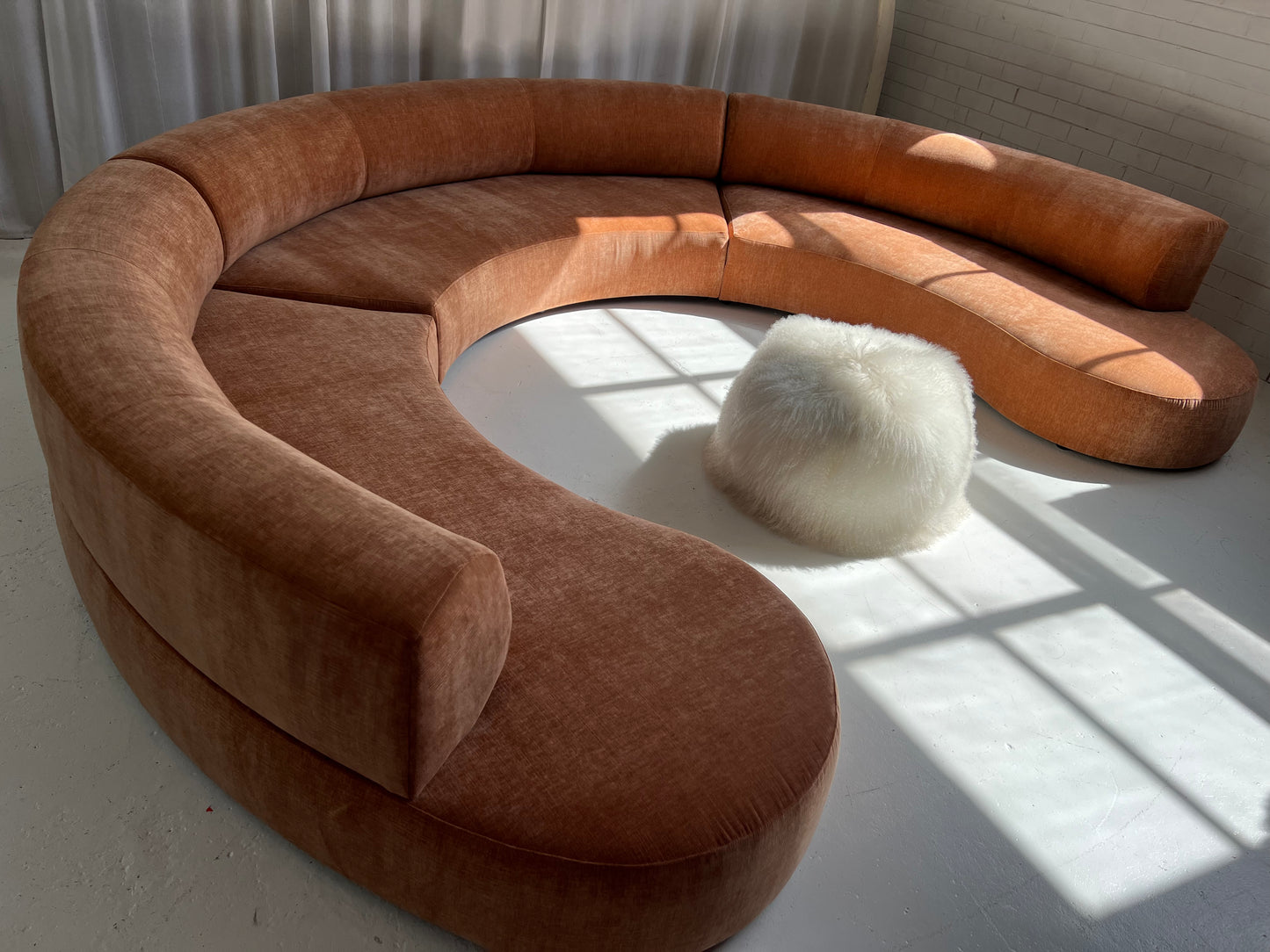 Bespoke Blush Velvet Curved Modular Sofa