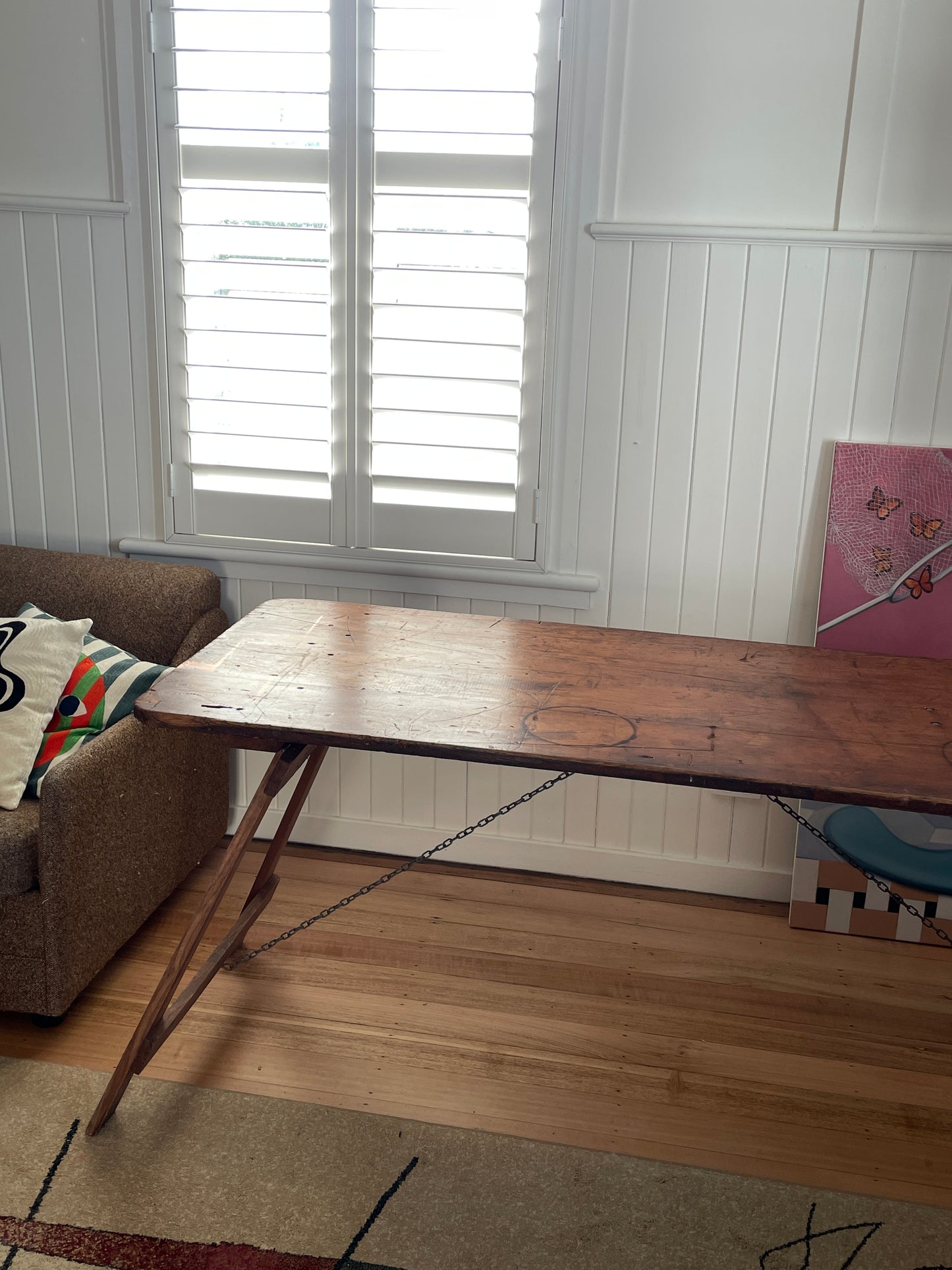 Vintage timber trestle table