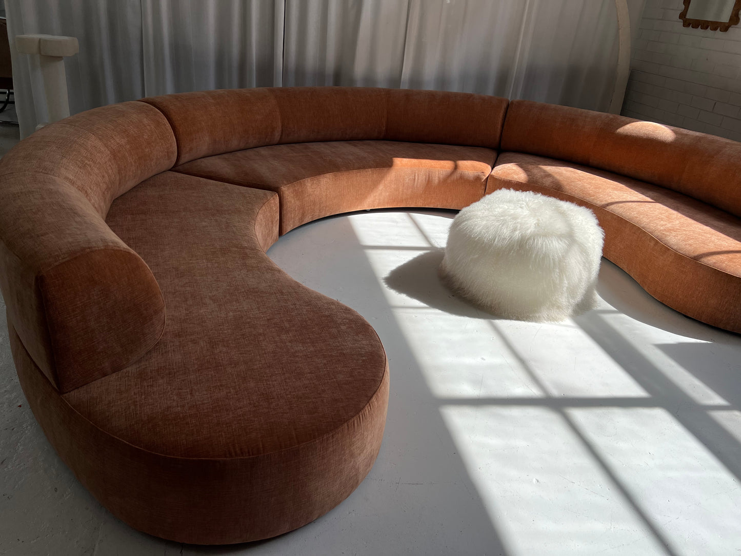 Bespoke Blush Velvet Curved Modular Sofa