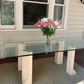 Vintage Travertine & Glass Dining Table