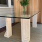 Vintage Travertine & Glass Dining Table