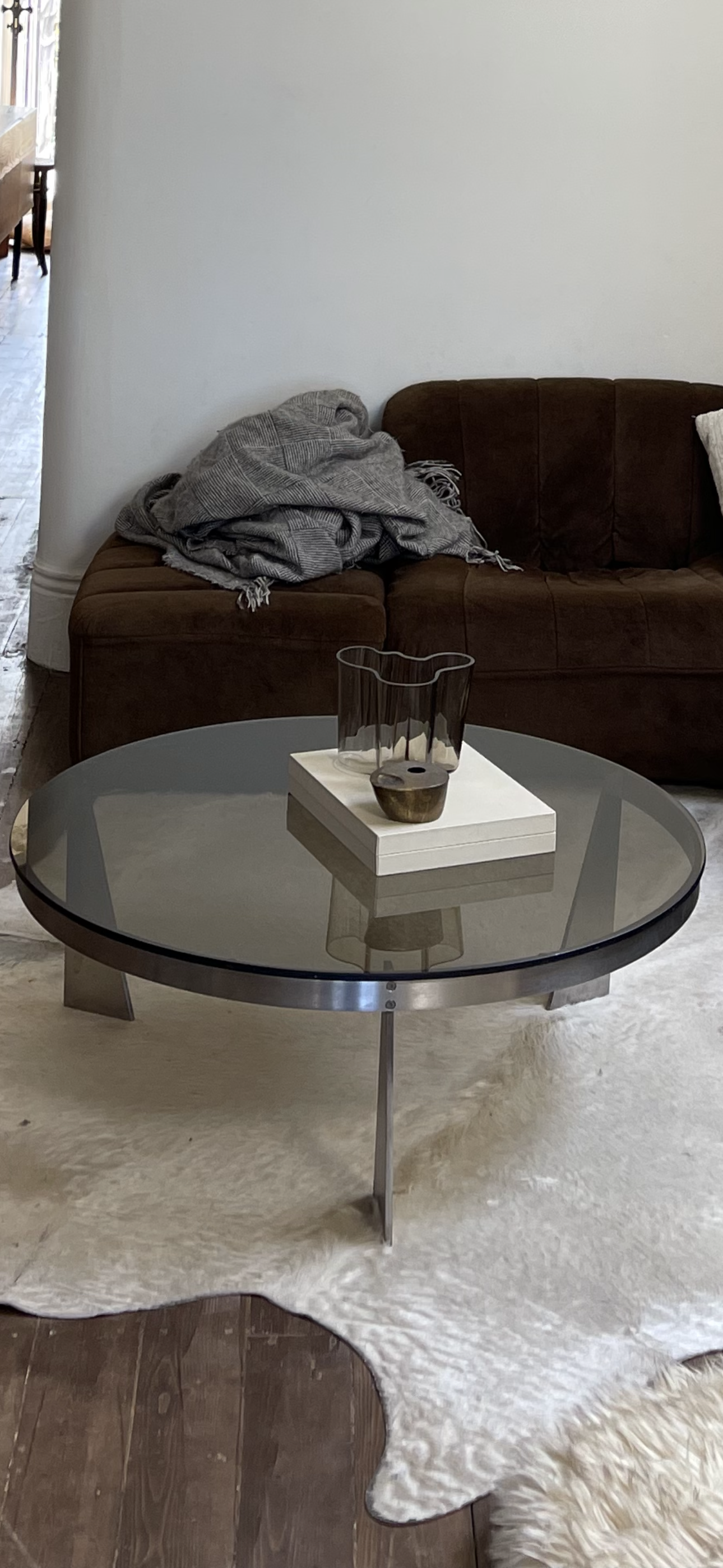 70s Vintage Brutalist Glass Coffee Table