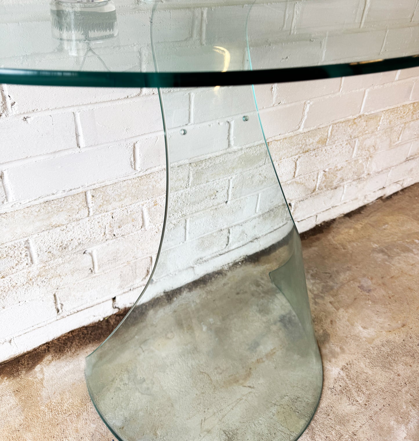 Vintage 1970's Fiam Glass Italian Console Table