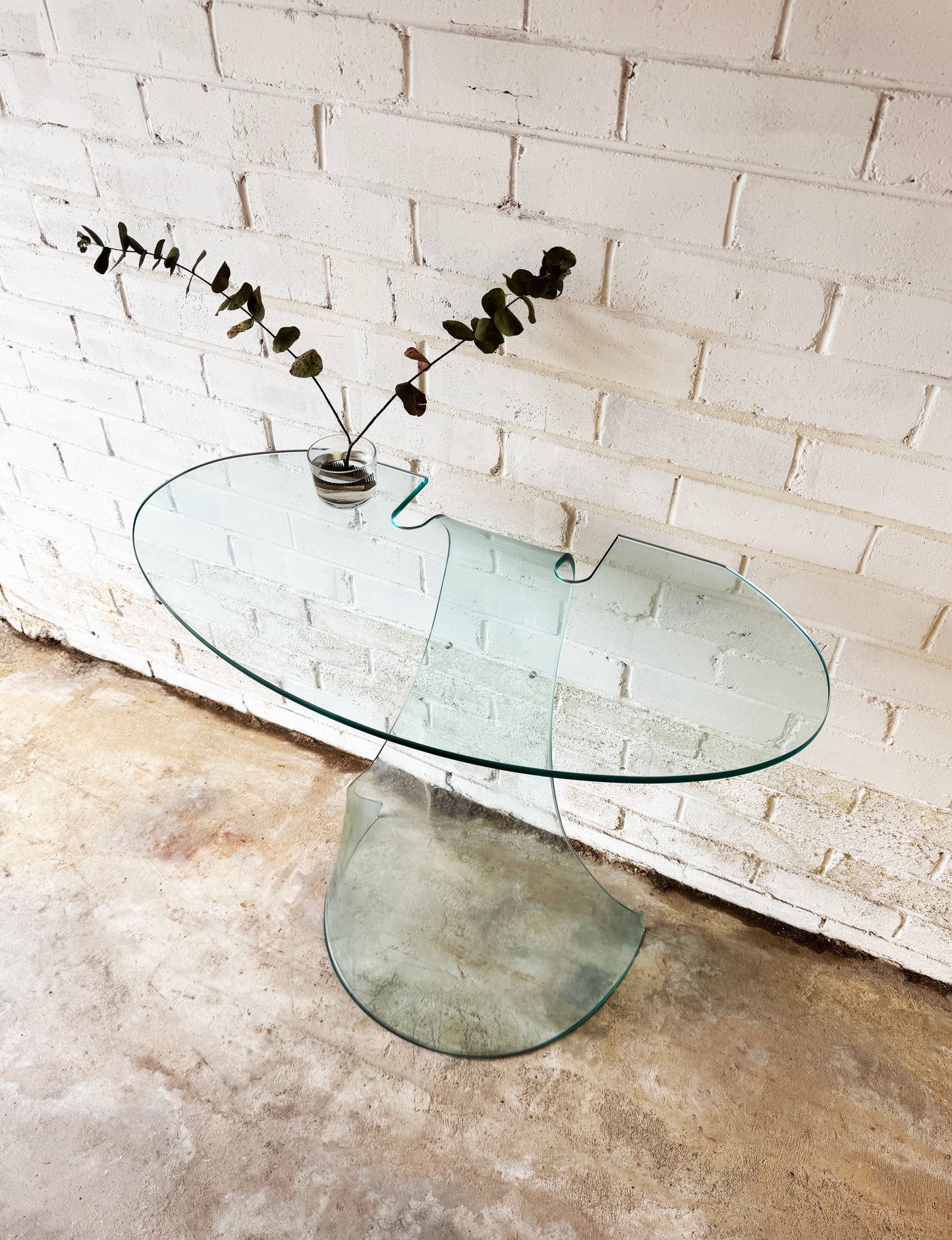 Vintage 1970's Fiam Glass Italian Console Table