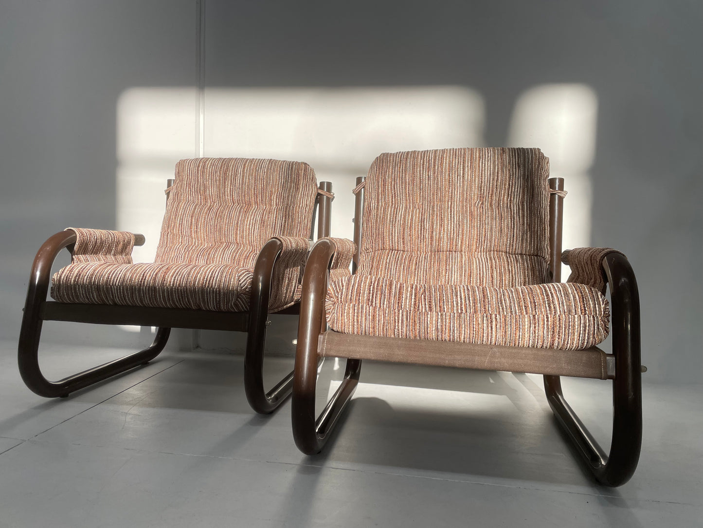 Brown Tubular Armchair - Two Available