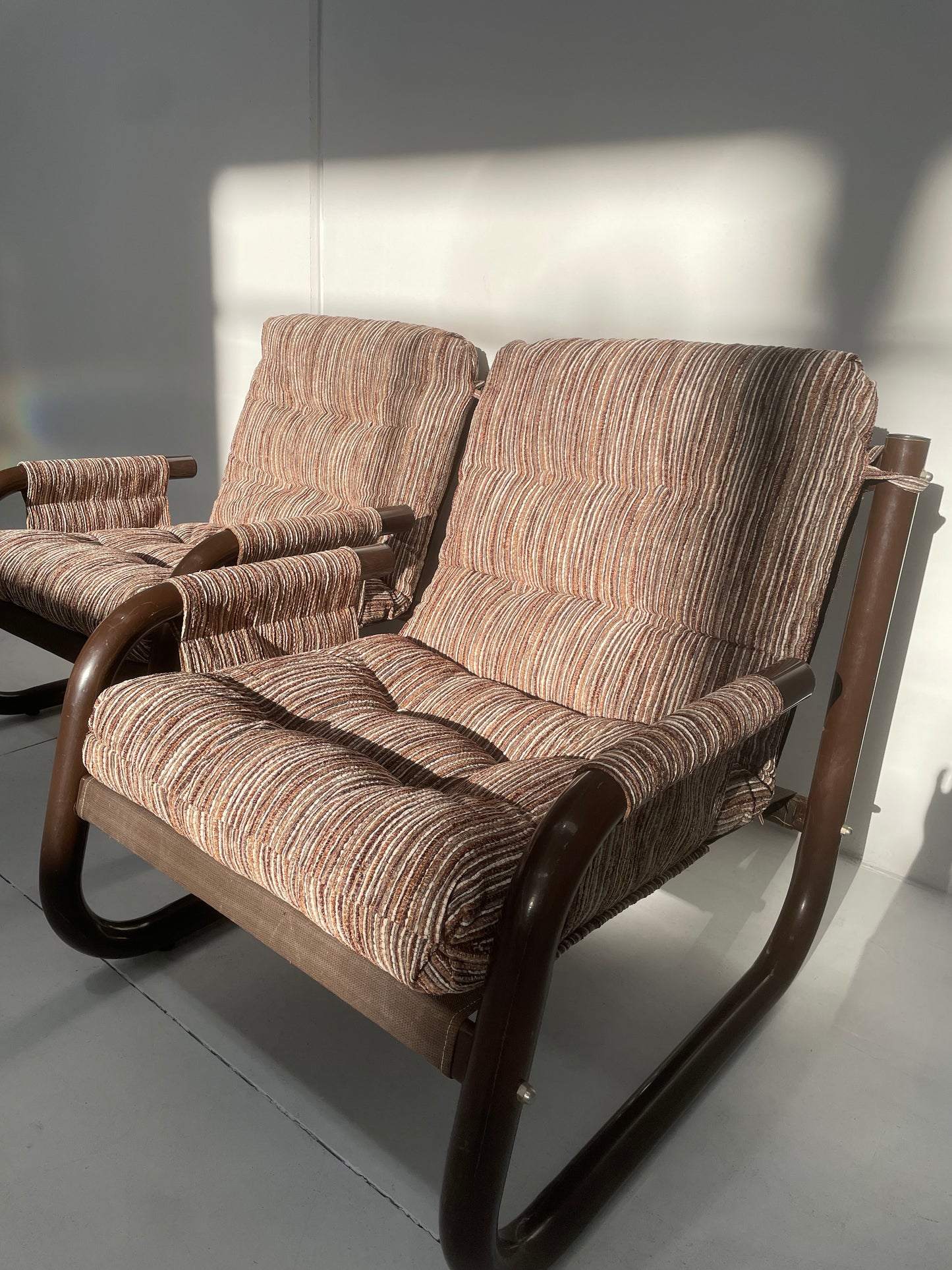 Brown Tubular Armchair - Two Available